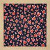 Red hearts fabric on black background - cotton