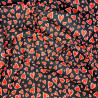 Red hearts fabric on black background - cotton