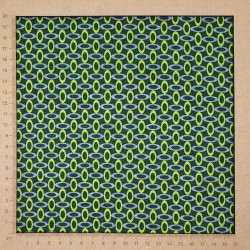 Tissu graphique 70s vert ovales vert citron et gris - coton
