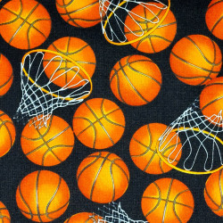 Basketball fabric on black background - cotton