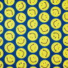 Tissu smileys fond bleu foncé - coton