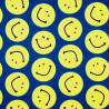 Tissu smileys fond bleu foncé - coton