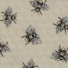 Bee fabric on pale yellow background - cotton