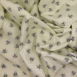 Bee fabric on pale yellow background - cotton