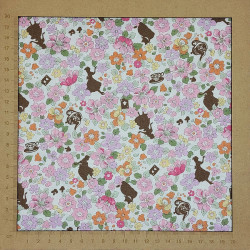 Alice in Wonderland and small flowers fabric - cotton