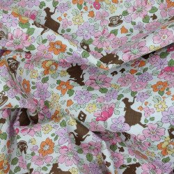 Tissu Alice au pays des merveilles et fleurs - coton