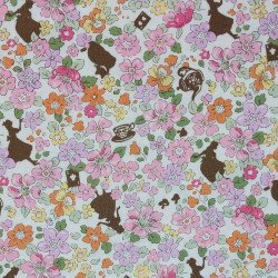 Alice in Wonderland and small flowers fabric - cotton