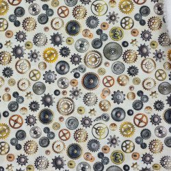 Steampunk gearing cotton fabric