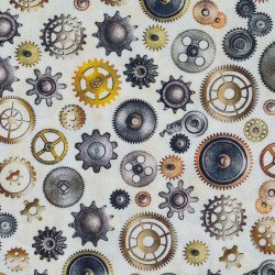 Steampunk gearing cotton fabric