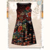 Panneau fleurs, pois et coeurs jersey de coton noir et rouge 2m x 150cm