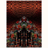 Panneau fleurs, pois et coeurs jersey de coton noir et rouge 2m x 150cm