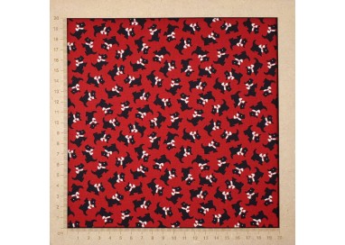 Red fabric with Scottish Terrier dogs - cotton