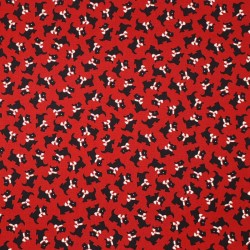 Red fabric with Scottish Terrier dogs - cotton