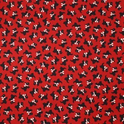Tissu à motifs de chiens Scottish Terrier sur fond rouge