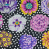 Tissu Kaffe Fassett collective noir pois et grandes fleurs Big Blooms