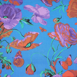 Tissu Kaffe Fassett collective bleu coquelicots
