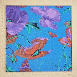 Tissu Kaffe Fassett collective bleu coquelicots