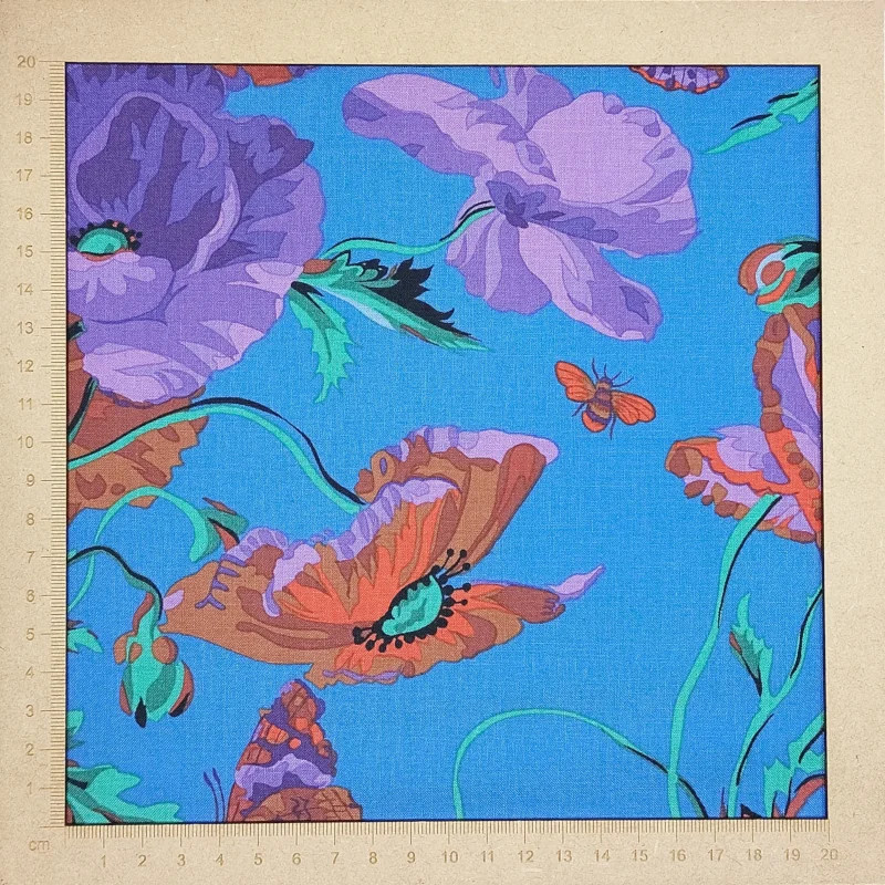 Tissu Kaffe Fassett collective bleu coquelicots Tissu Kaffe Fassett collective bleu coquelicots