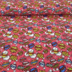 Comics jersey fabric pink