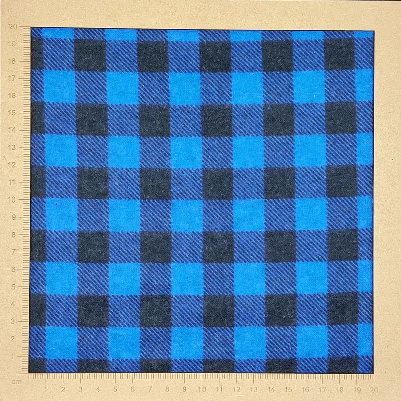 Flanelle bleue et noire à carreaux - flanelle de coton Flanelle bleue et noire à carreaux - flanelle de coton