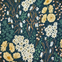 Flanelle vert foncé fleurs Art Gallery - flanelle de coton
