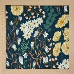 Flanelle vert foncé fleurs Art Gallery - flanelle de coton