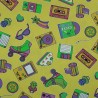 80s style fabric yellow (with fluo green) - cotton