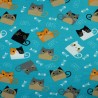 Cats jersey fabric turquoise blue