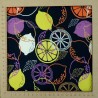 Lemon jersey fabric on dark blue