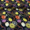 Lemon jersey fabric on dark blue