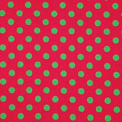 Fuchsia pink fabric with green dots