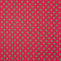 Fuchsia pink fabric with green dots