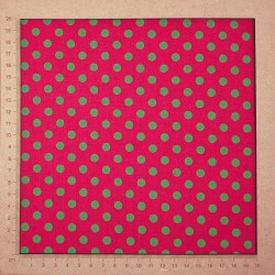 Fuchsia pink fabric with green dots