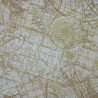 maps fabric in gold off-white and beige - cotton sold by the meter