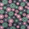 Dark blue jersey 70s style flowers fabric