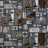 Tissu Star Wars en coton à motifs de personnages de la résistance : Rey, Finn, Luke Skywalker, BB8, Rose, R2D2