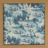 Tissu Star Wars blanc et bleu R2D2 et Faucon Millenium - coton