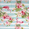 Jersey fabric with flamingos and tropical flowers