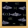 Jersey fabric with sharks on night blue