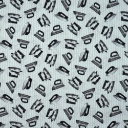 Irons and stripes fabric in black and white - cotton