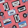 Pink audio tape fabric - cotton