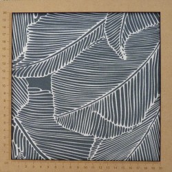 Grey jersey fabric with leaves patterns sold by the meter