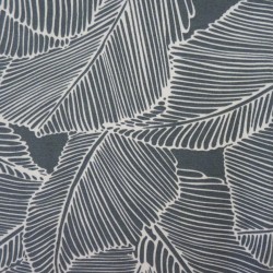 Grey jersey fabric with leaves patterns