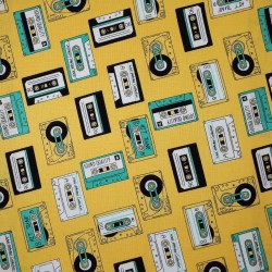 Yellow audio tape fabric for 80s fan seamstresses