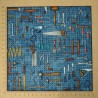 Tissu outils et bricolage fond bleu - coton