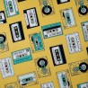 Yellow audio tape fabric - cotton