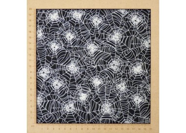Tissu toile d'araignée noir et blanc (brille dans le noir) - coton