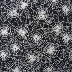 Halloween spider webs fabric black and white