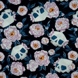 Skulls and flowers (peonies) fabric