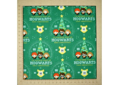 Christmas green Harry Potter fabric